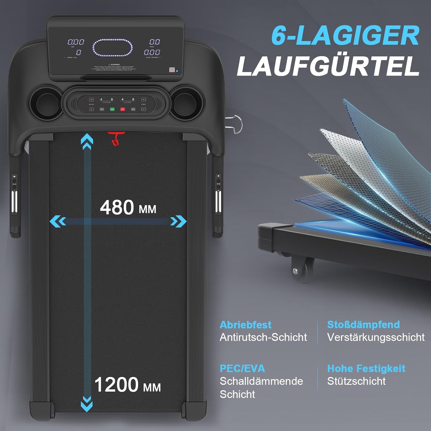 Kitopa Laufband: Hochgeschwindig, 7 PS, große Lauffläche, klappbar