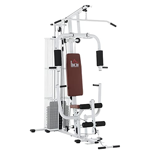 HOMCOM Multistation: Kraftstation mit Latzug, Butterfly & 45 kg Gewichten
